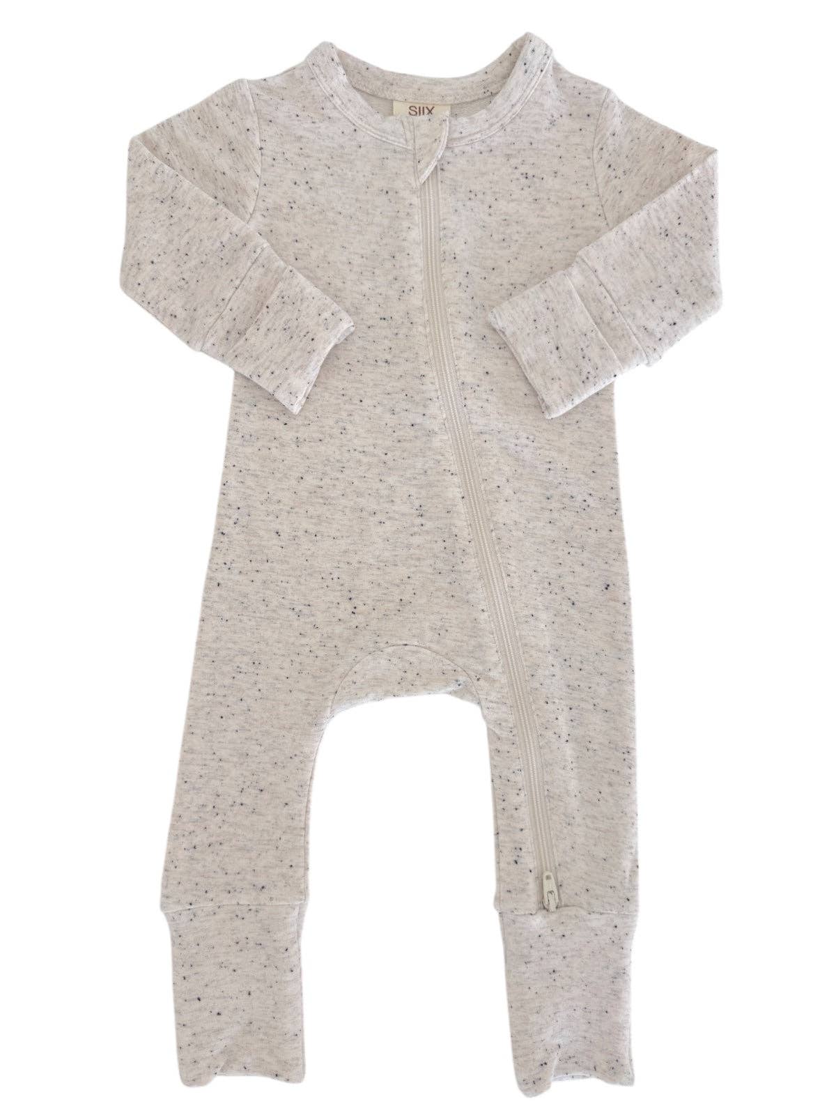 Dove Speckle / 2-Way Zip Romper: 0-3M
