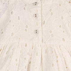 Lily Schiffli Floral Baby Girl Dress & Bloomer (Organic): Off White / 3-6M