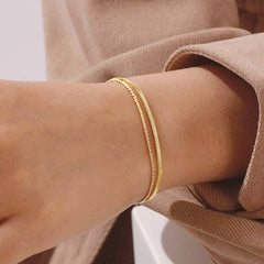 18K Stainless Steel Layered Bracelet | Silver