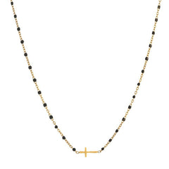 18K Stainless Steel Cross Necklace | Black