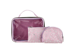 3 Piece Set: Clear and Pink Cosmetic Bags