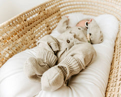 Milan Earthy Baby Booties Shoes Sweater Knit -Organic Cotton: Dusty Blue / 3-6
