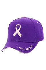 Breast Cancer Awareness Ribbon Baseball Cap: HOT PINK / ONE SIZE