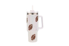 Rhinestone Foot Ball Themed Decorative Metal Tumbler Cup