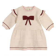 Ella Tex Knit Baby Ruffle Dress (Organic Cotton): Oatmeal / 12-18M