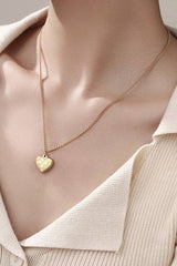 Checker Heart Necklace - Gold