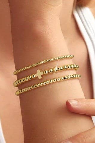 Cross Multi Layer Chain Bracelet | Gold
