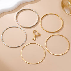 Gold & Silver Heart Linked Multi Bangle Set Bracelet