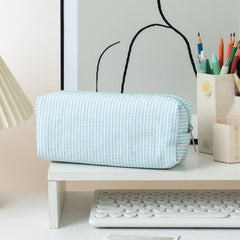 Striped Makeup Pencil Pouch: Black