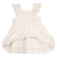 Lily Schiffli Floral Baby Girl Dress & Bloomer (Organic): Off White / 2T