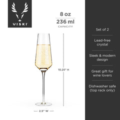 Raye™ Angled Crystal Champagne Flutes - Set of 2 by Viski