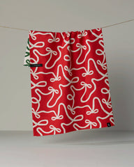 Holiday Bows Luxe Kitchen Towel - Holiday 2026: Pomegranate