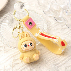 Cute Silicone Cartoon Keychain – Labubu Bag & Car Charm Gift: Pink