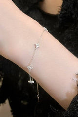 18K Stainless Steel Flower Bracelet - Silver
