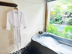Women's Organic Waffle Weave Bath & Spa Robe (3 Colors): Blush / L/XL
