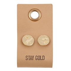 Leather Tag  Earrings - Circle "Stay Gold"