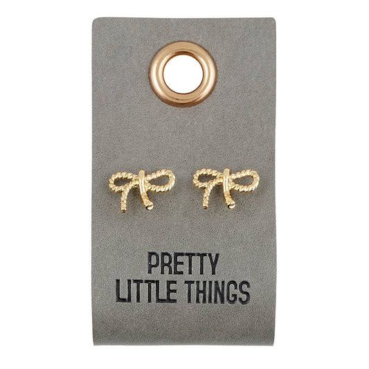 Leather Tag  Earrings - Bow "Pretty Little Things"