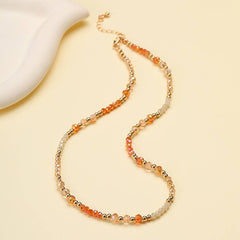 Faceted Glass Bead & Gold Accent Beaded Necklace | MULTI