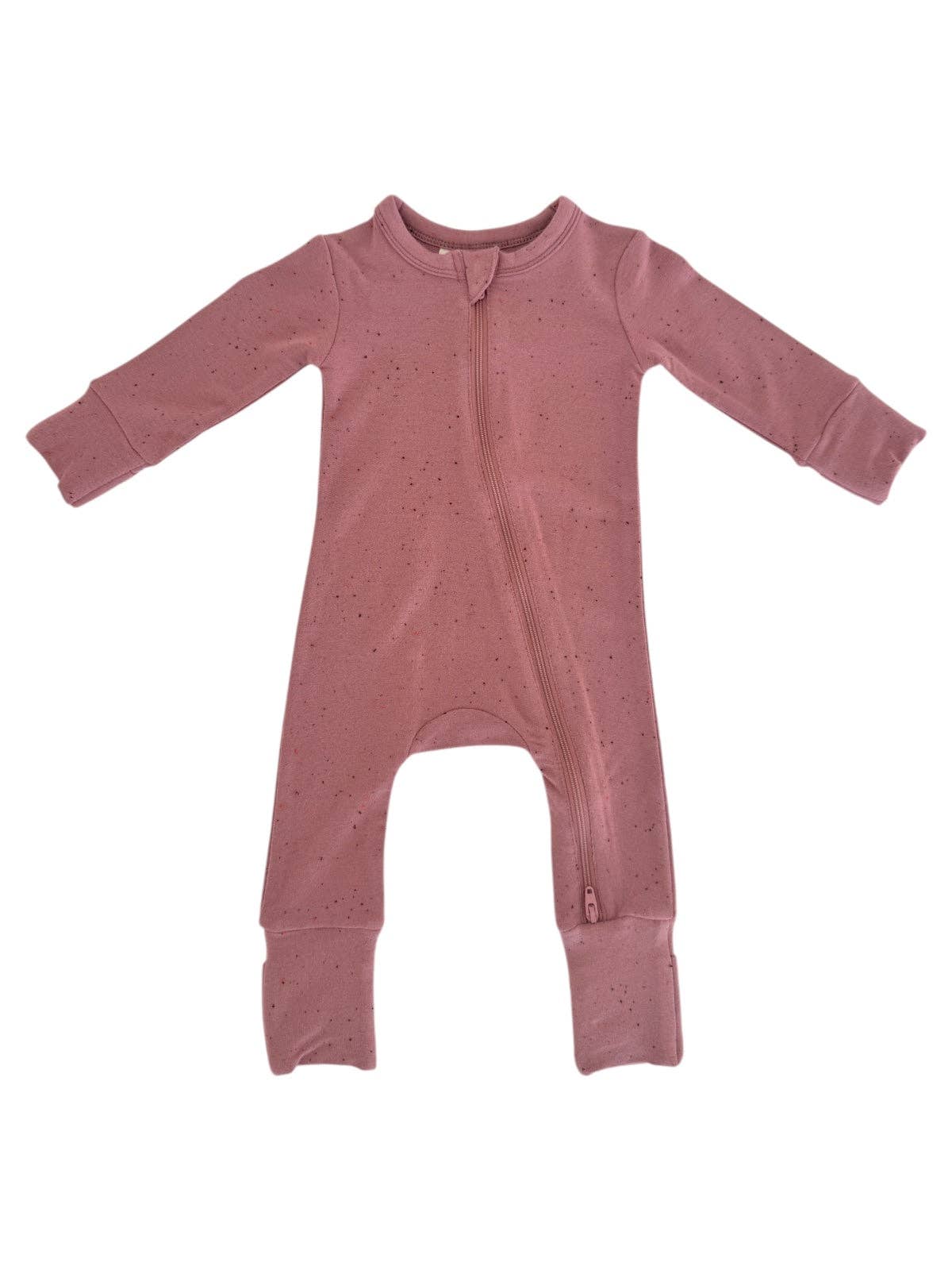 Mauve Speckle / 2-Way Zip Romper: 3-6M