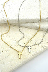 Classic Mini Cross Necklace | Silver