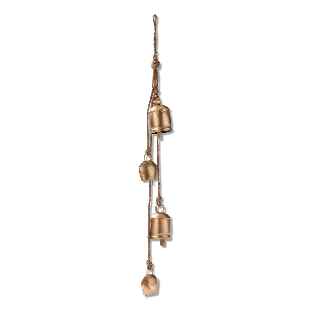 Antique Bells & Jute Rope Swag - Antique Gold