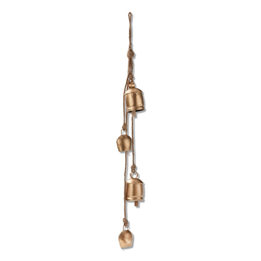 Antique Bells & Jute Rope Swag - Antique Gold