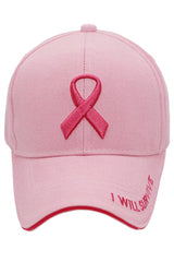 Breast Cancer Awareness Ribbon Baseball Cap: HOT PINK / ONE SIZE