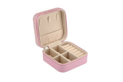 Rhinestone Multi Compartment Jewelry Box: Pink