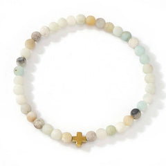 Boho Cross Natural Stone Bracelet | Lapis