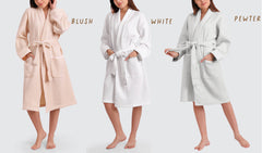 Women's Organic Waffle Weave Bath & Spa Robe (3 Colors): Blush / L/XL