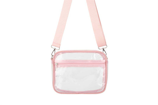 Clear Crossbody Fashion Handbag : Pink