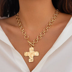 Hammered Cross Necklace | Silver