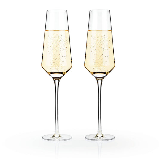 Raye™ Angled Crystal Champagne Flutes - Set of 2 by Viski