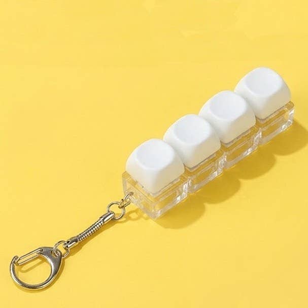 Keyboard Fidget Stress Relief Keychain: OFF WHITE