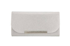 Ladies Envelope Rhinestone Accented Clutch Evening Handbag: Gold