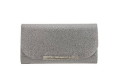 Ladies Envelope Rhinestone Accented Clutch Evening Handbag: Gold