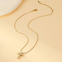18K Stainless Steel Cross Necklace | Silver