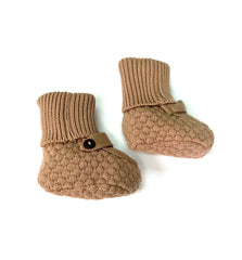 Milan Earthy Baby Booties Shoes Sweater Knit -Organic Cotton: Mauve Pink / 3-6