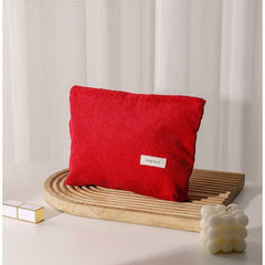 Solid Color Corduroy Cosmetic Bag: Grey
