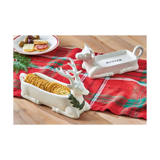Farmhouse Cow Butter Dish - White