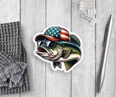 Patriotic Bass Fish Vinyl Sticker