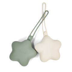 Ali+Oli Silicone Pacifier Case 2 pack Star (Sage-Sand)