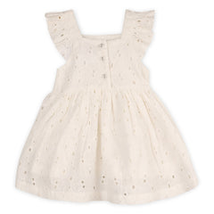 Lily Schiffli Floral Baby Girl Dress & Bloomer (Organic): Off White / 2T