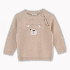 Teddy Bear Applique Baby Raglan Pullover (Organic Cotton): Oat Heather / 0-3M