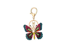 Rhinestone Sparkling Butterfly Themed Key Chain: Pearl