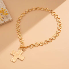 Hammered Cross Necklace | Silver