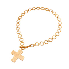 Hammered Cross Necklace | Gold