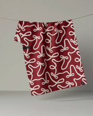 Holiday Bows Luxe Kitchen Towel - Holiday 2026: Pomegranate