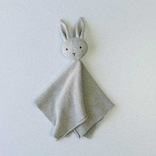 Bunny -Organic Baby Lovey Security Knit Blanket Cuddle Cloth: Grey Heather