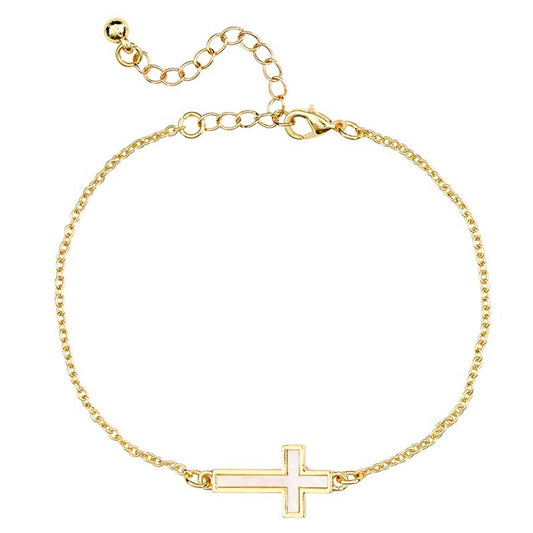 Mother of Pearl Cross Jewelry - Gold Plated